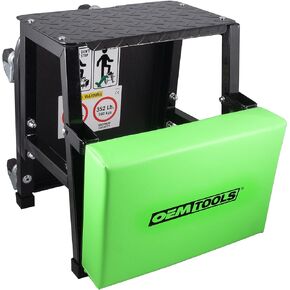 OEMTOOLS 24904 Workshop Seat and Step Stool, Garage Creeper Seat with 300 LBS Capacity, Mechanics Stool with Wheels, Padded Vinyl Mechanic Stool with Wheels