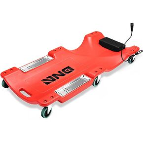 DNA MOTORING 40 بوصة، زاحف بلاستيكي منخفض المستوى لمتجر المرآب مع ضوء LED، مسند رأس مبطن، صواني أدوات مزدوجة، عجلات، أحمر، TOOLS-00389 in Kuwait