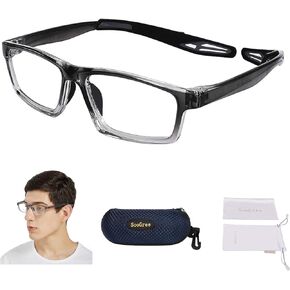 Sports Goggles Glasses Football Soccer Safety Glasses Goggles Adjustable Strap Interchangeable Temples for Men Youth