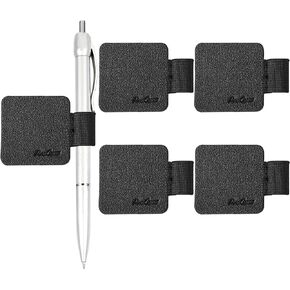 (5 Pack) Pen Loop Holder for Notebooks Journals Planners Tablet Case, Self Adhesive Leather Pencil Holder with Elastic Loop for Pens, Apple Pencil, Stylus Pen -Black