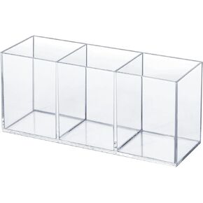 Clear Acrylic Silverware & Pen Organizer Caddy, Transparent Plastic Silverware Holder, Perfect for Office, Bedroom, and Bathroom Storage