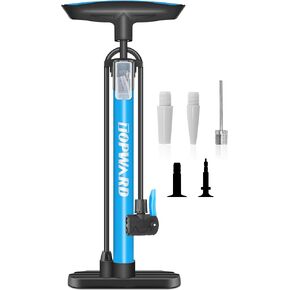 Bicycle Tire Pump Portable, Hand Air Pump for Bike Exercise Balls Inflatables, Fits Presta & Schrader Valve, Bike Floor Pump with Ball Pump Needle for Soccer Volleyball Basketball Inflator