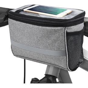 BicycleStore Bicycle Cycling Basket Handlebar Bag with Sliver Grey Reflective Stripe Outdoor Activity Bicycle Pack Accessories Black 3.5L in Kuwait