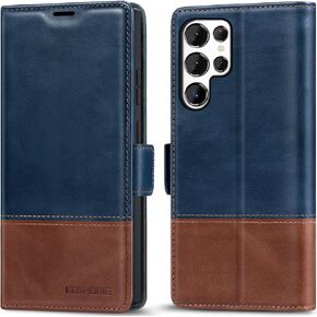 KEZiHOME Samsung Galaxy S24 Ultra Case, Genuine Leather Wallet Case [RFID Blocking] Card Slot Kickstand Magnetic Protective Phone Folio Cover Compatible with Samsung S24 Ultra 6.8" (Black)