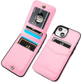 KIHUWEY Compatible with iPhone 14 Case Wallet with Credit Card Holder, Flip Premium Leather Magnetic Clasp Kickstand Heavy Duty Protective Cover for iPhone 14 6.1 Inch (Black)