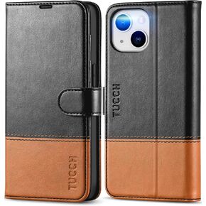TUCCH Case for iPhone 14 Wallet Case 5G, [RFID Blocking] 4 Card Holder Stand [Shockproof TPU Interior Case] PU Leather Magnetic Protective Flip Cover Compatible with iPhone 14 6.1" 2022, Black