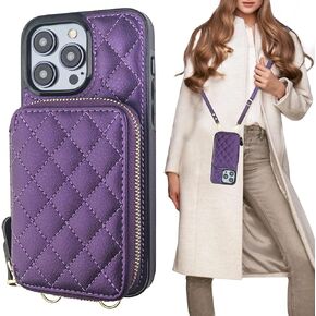 Bocasal Crossbody Wallet Case for iPhone 14 Pro Max, RFID Blocking PU Leather Zipper Handbag Purse Flip Cover, Kickstand Folio Case with Card Slots Holder Wrist Strap Lanyard 5G 6.7 Inch (Black)