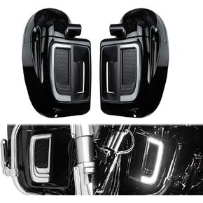 HDBUBALUS Lower Vented Leg Fairings Glove Box with Engine Guard Lowers Grills Lights and Solid Plates Cover Compatible with Harley Touring 2014-2020