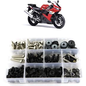 Xitomer Full Sets Fairing Bolts Kits, Fit for YZF-R6 2003 2004 2005 YZF-R6S 2006 2007 2008 2009, Mounting Kits Washers/Nuts/Fastenings/Clips/Grommets (Matte Black)