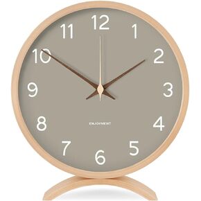 Table Clock - Silent Non-Ticking 8in Wooden Timepiece Desk Clock Perfect for Living Room Office Bedroom Decor
