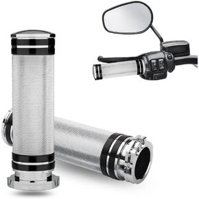1" Motorcycle Hand Grips Black Chrome Handlebar Grips Compatible with Harley Touring Honda Yamaha Suzuki Kawasaki