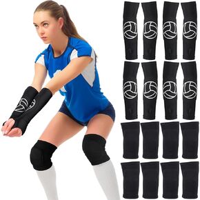 Hungdao Volleyball Knee Pads and Volleyball Arm Sleeves Volleyball Pads Forearm Elbow Sleeve Volleyball Train Accessories with Protection Pad Thumb Hole for Girl Women Youth Teen, Age 8-14