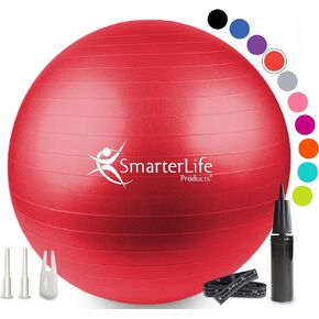كرة تمرين SmarterLife من أجل اللياقة البدنية واليوجا والتوازن والاستقرار والولادة، رائعة ككرسي كرة يوجا للمكتب أو ممارسة معدات الصالة الرياضية للمنزل، تصميم ممتاز مانع للانزلاق
