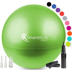 SmarterLife Workout Exercise Ball for Fitness, Yoga, Balance, Stability, or Birthing, Great as Yoga Ball Chair for Office or Exercise Gym Equipment for Home, Premium Non-Slip Design in Kuwait