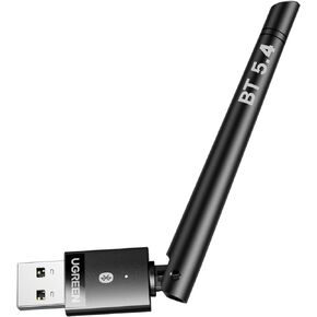 UGREEN Bluetooth 5.4 Adapter for PC, Long Range USB Bluetooth Dongle (BR+EDR+BLE), 393FT/120M Wireless Transfer for Bluetooth Mouse Keyboard Headphones Speakers, Desktop, Laptop-Win11/10/8.1 Support