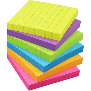 Eastern Wolf 8 Pads Lined Sticky Notes 4x6 Sticky Notes with Lines Self-Stick Note Pads 8 Bright Multi Colors, 35 Sheet/Pad