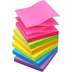 Sticky Notes 3x3 Pop Up Self-Stick Notes Pads with 6 Bright Colors, Easy to Post for Office, Shool, Home, 6 Pads/Pack, 100 Sheets/Pad(Pop Up)