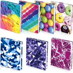 Neon Pattern Book Covers, Feela 7 Pack Stretchable Jumbo Fabric Book Covers, Washable Durable Reusable Nylon Book Covers, for Hardcover Textbooks Notebooks up to 9"x11"