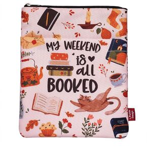 My Weekend is all Booked, Book Sleeve with Zipper and Front Pocket, Book Covers for Paperback, 11 x 8.5 Inch, Book Lovers Gifts