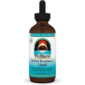 Source Naturals Wellness Herbal Resistance Liquid with Echinacea, Coptis, and Yin Chiao, Immune Support* - Alcohol Free - 2 OZ