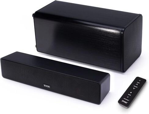 مكبر صوت تلفزيون ZVOX AccuVoice AV110، نظام مسرح منزلي صغير لتوضيح الحوار مع تقنية السمع الحاصلة على براءة اختراع، مكبرات صوت للتلفزيون مع مضخم صوت منفصل، نظام صوت صوتي، أسود in Kuwait