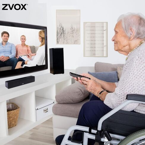 مكبر صوت تلفزيون ZVOX AccuVoice AV110، نظام مسرح منزلي صغير لتوضيح الحوار مع تقنية السمع الحاصلة على براءة اختراع، مكبرات صوت للتلفزيون مع مضخم صوت منفصل، نظام صوت صوتي، أسود in Kuwait