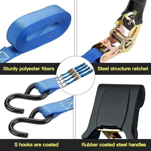 مجموعة أشرطة السقاطة مع شبكة بضائع شاحنة بيك اب بقوة 1800 رطل، أشرطة سقاطة للبضائع شديدة التحمل لشاحنات الدراجات النارية التي تتحرك شبكة بضائع مطاطية لتوفير أمان إضافي للسفر الآمن in Kuwait