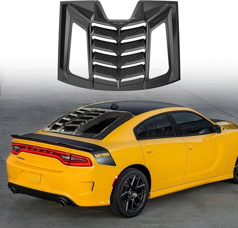 LitMiRaCle Window Louvers for Dodge Charger 2011-2022, Lambo Style Rear+Side Windshield Sun Shade Cover for SXT GT R/T Scat Pack SRT Hellcat Widebody Redeye Daytona All Weather ABS (Bright Black) in Kuwait