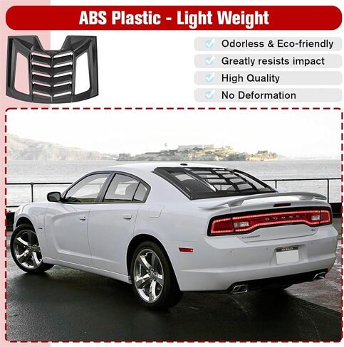LitMiRaCle Window Louvers for Dodge Charger 2011-2022, Lambo Style Rear+Side Windshield Sun Shade Cover for SXT GT R/T Scat Pack SRT Hellcat Widebody Redeye Daytona All Weather ABS (Bright Black) in Kuwait