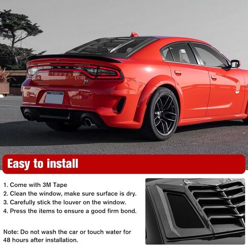 LitMiRaCle Window Louvers for Dodge Charger 2011-2022, Lambo Style Rear+Side Windshield Sun Shade Cover for SXT GT R/T Scat Pack SRT Hellcat Widebody Redeye Daytona All Weather ABS (Bright Black) in Kuwait