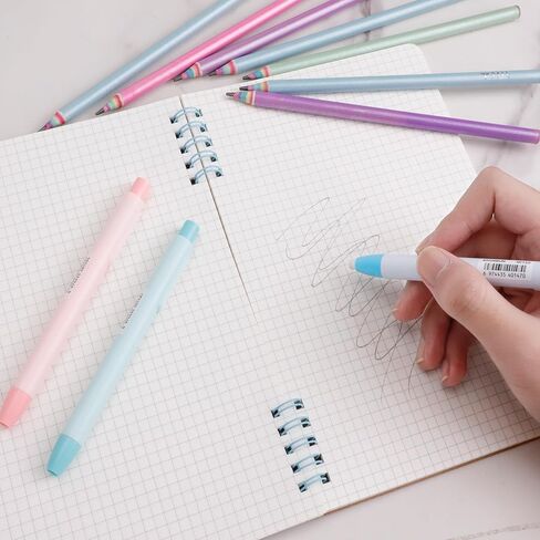 6 قطع محايات قابلة للسحب، ممحاة مطاطية بتصميم سحب وسحب، ممحاة على شكل قلم مع 12 قطعة عبوات قابلة للاستبدال للطلاب والأطفال واللوازم المدرسية المنزلية والمكتبية ورسم الكتابة والرسم in Kuwait