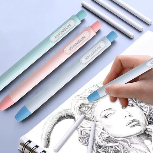 6 قطع محايات قابلة للسحب، ممحاة مطاطية بتصميم سحب وسحب، ممحاة على شكل قلم مع 12 قطعة عبوات قابلة للاستبدال للطلاب والأطفال واللوازم المدرسية المنزلية والمكتبية ورسم الكتابة والرسم in Kuwait