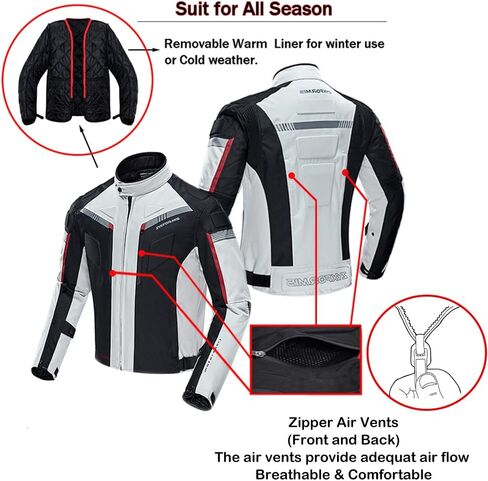 Motorcycle Jacket Motorbike Biker Waterproof Jackets Windproof Full Body Protective Gear Armoured Summer Winter for Men in Kuwait