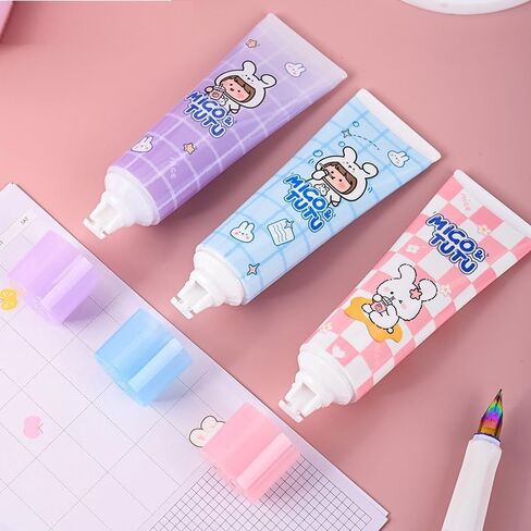 شريط أبيض، شريط تصحيح أبيض قابل للسحب، قلم أبيض قابل لإعادة الملء، تبييض جمالي لطيف للوازم المكتبية in Kuwait