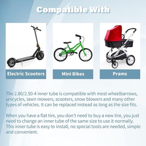 2.80/2.50-4 Heavy Duty Tire Inner Tube Compatible with Scooter mini bike,motorbikes,Wheelbarrows, Mowers, Hand Trucks ，Wagonsand and ractor, Garden Carts,Golf Cart, Mowers and More（1 PCS） in Saudi Arabia