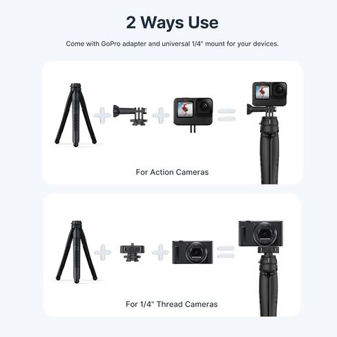 ULANZI JJ01 حامل ثلاثي مرن سريع الفك، لكاميرا Gopro DJI insta360 GO Quick II Action، دوران بانورامي 360 درجة، أرجل قابلة للانحناء، عصا سيلفي خفيفة الوزن ومحمولة، ملحقات كاميرا مدمجة in Saudi Arabia
