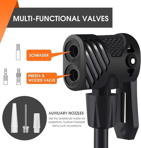 مضخة هواء للدراجة 160 رطل لكل بوصة مربعة، مضخات إطارات الدراجة المحمولة مع صمام شريدر وبريستا، مضخة هواء صغيرة للدراجة الأرضية مع إبر كروية وفوهة بالونات، منفاخ لكرة السلة in Kuwait