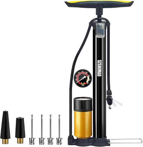 SZSHIMAO Bicycle Pump, Bike Floor Pump, Ball Pump, 160 PSI High Pressure Gauge Air Pump with Presta and Schrader Valve for All Bikes and Sports Balls in Saudi Arabia