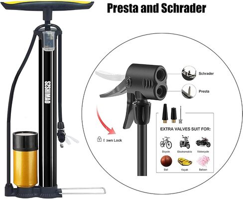 SZSHIMAO Bicycle Pump, Bike Floor Pump, Ball Pump, 160 PSI High Pressure Gauge Air Pump with Presta and Schrader Valve for All Bikes and Sports Balls in Saudi Arabia