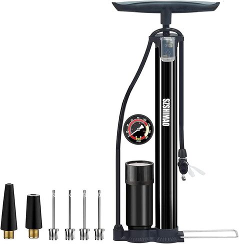 SZSHIMAO Bicycle Pump, Bike Floor Pump, Ball Pump, 160 PSI High Pressure Gauge Air Pump with Presta and Schrader Valve for All Bikes and Sports Balls in Saudi Arabia