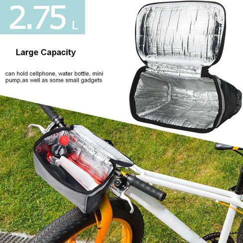 BicycleStore Bicycle Cycling Basket Handlebar Bag with Sliver Grey Reflective Stripe Outdoor Activity Bicycle Pack Accessories Black 3.5L in Kuwait