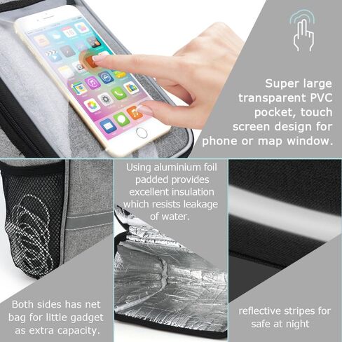 BicycleStore Bicycle Cycling Basket Handlebar Bag with Sliver Grey Reflective Stripe Outdoor Activity Bicycle Pack Accessories Black 3.5L in Kuwait