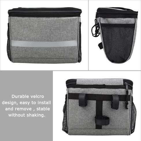 BicycleStore Bicycle Cycling Basket Handlebar Bag with Sliver Grey Reflective Stripe Outdoor Activity Bicycle Pack Accessories Black 3.5L in Kuwait