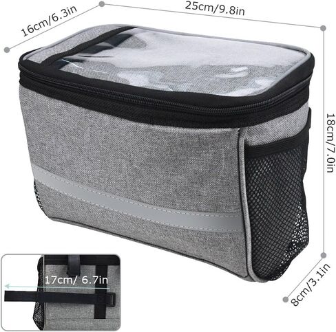 BicycleStore Bicycle Cycling Basket Handlebar Bag with Sliver Grey Reflective Stripe Outdoor Activity Bicycle Pack Accessories Black 3.5L in Kuwait