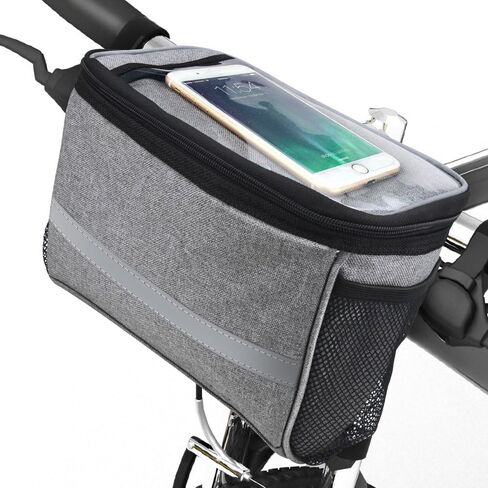 BicycleStore Bicycle Cycling Basket Handlebar Bag with Sliver Grey Reflective Stripe Outdoor Activity Bicycle Pack Accessories Black 3.5L in Kuwait
