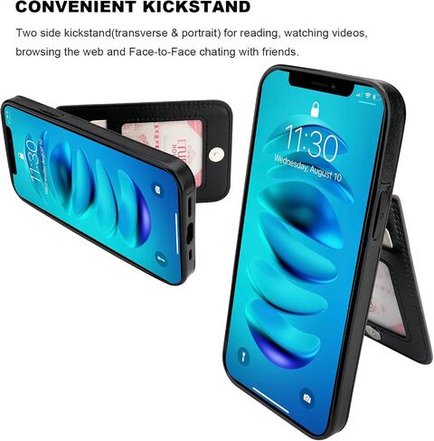KIHUWEY متوافق مع محفظة iPhone 14 Pro Max مع حامل بطاقة الائتمان، غطاء حماية متين من الجلد الفاخر بمشبك مغناطيسي لهاتف iPhone 14 Pro Max 6.7 بوصة (أسود) in Saudi Arabia