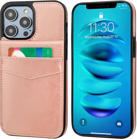 KIHUWEY متوافق مع محفظة iPhone 14 Pro Max مع حامل بطاقة الائتمان، غطاء حماية متين من الجلد الفاخر بمشبك مغناطيسي لهاتف iPhone 14 Pro Max 6.7 بوصة (أسود) in Saudi Arabia