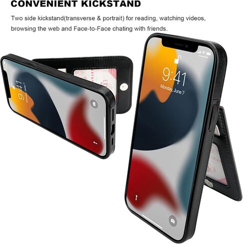 KIHUWEY متوافق مع محفظة iPhone 13 Pro Max مع حامل بطاقة الائتمان، غطاء حماية متين من الجلد الفاخر بمشبك مغناطيسي لهاتف iPhone 13 Pro Max 6.7 بوصة (أسود) in Saudi Arabia