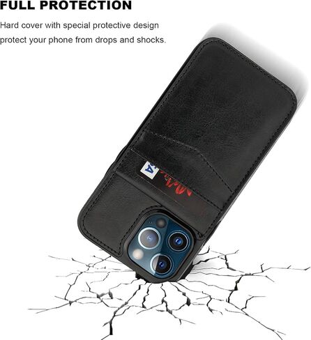 KIHUWEY متوافق مع محفظة iPhone 13 Pro Max مع حامل بطاقة الائتمان، غطاء حماية متين من الجلد الفاخر بمشبك مغناطيسي لهاتف iPhone 13 Pro Max 6.7 بوصة (أسود) in Saudi Arabia