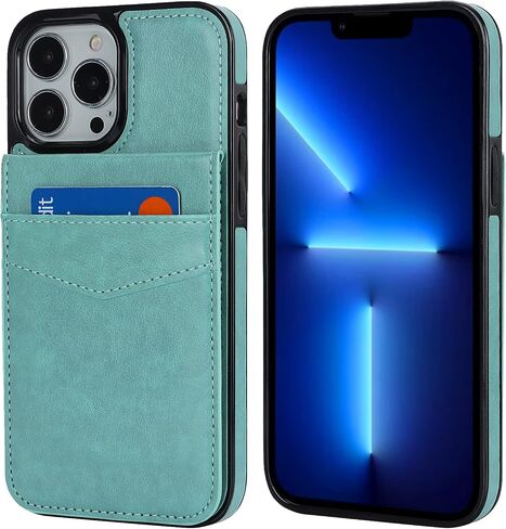 KIHUWEY متوافق مع محفظة iPhone 13 Pro Max مع حامل بطاقة الائتمان، غطاء حماية متين من الجلد الفاخر بمشبك مغناطيسي لهاتف iPhone 13 Pro Max 6.7 بوصة (أسود) in Saudi Arabia